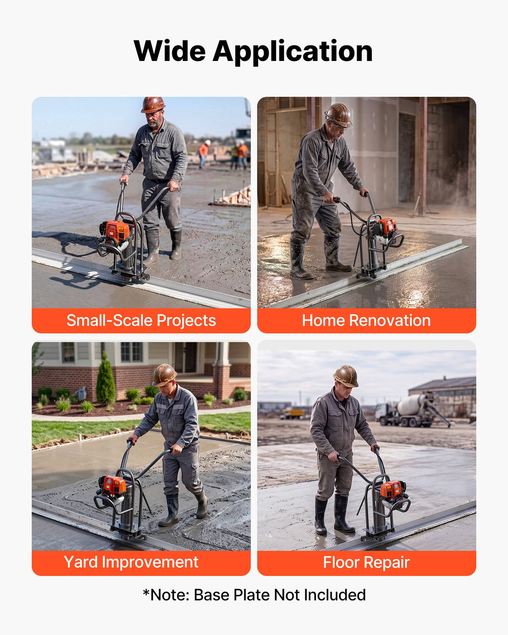 VEVOR Concrete Power Screed Gas-Powered Leveling Machine 1.16HP Engine, 4 Stroke Vibrating Screed, Flexible Shaft Drive, Adjustable Handle, Support Legs for Patio, Driveway, Floor Finishing, Jobsite