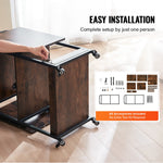 VEVOR Heat Press Table with Charging Station, 3 Tier Movable Heat Press Stand, Foldable Heat Transfer Machine Stand with Wheels, Rolling Metal Workbench for Sublimation Transfer Machine, Brown