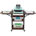 VEVOR Heat Press Table with Charging Station, 3 Tier Movable Heat Press Stand, Foldable Heat Transfer Machine Stand with Wheels, Rolling Metal Workbench for Sublimation Transfer Machine, Brown