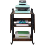 VEVOR Heat Press Table with Charging Station, 3 Tier Movable Heat Press Stand, Foldable Heat Transfer Machine Stand with Wheels, Rolling Metal Workbench for Sublimation Transfer Machine, Brown