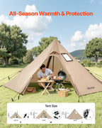 VEVOR Hot Tent for 2 Persons, Portable Winter Tipi Tent with Stove Jack, Waterproof Camping Tents, Lightweight 4 Season Shelter Tents for Hiking Fishing Backpacking, S Size