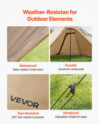 VEVOR Hot Tent for 2 Persons, Portable Winter Tipi Tent with Stove Jack, Waterproof Camping Tents, Lightweight 4 Season Shelter Tents for Hiking Fishing Backpacking, S Size