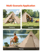 VEVOR Hot Tent for 2 Persons, Portable Winter Tipi Tent with Stove Jack, Waterproof Camping Tents, Lightweight 4 Season Shelter Tents for Hiking Fishing Backpacking, S Size