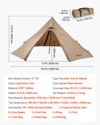 VEVOR Hot Tent for 2 Persons, Portable Winter Tipi Tent with Stove Jack, Waterproof Camping Tents, Lightweight 4 Season Shelter Tents for Hiking Fishing Backpacking, S Size