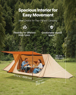 VEVOR Camping Hot Tent, Lightweight Bushcraft Tent with Stove Jack & 2 Tarp Poles, Waterproof Winter Hot Tents Shelters, Portable 4 Season Tents for 2 Persons Hiking Fishing Hunting Backpacking