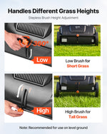 VEVOR Push Lawn Sweeper, 21inch Leaf & Grass Collector, Strong Plastic Wheels & Heavy Duty Thickened Steel Durable to Use with Large Capacity 3.5 cu. ft. Mesh Collection Hopper Bag, 2 Spinning Brushes