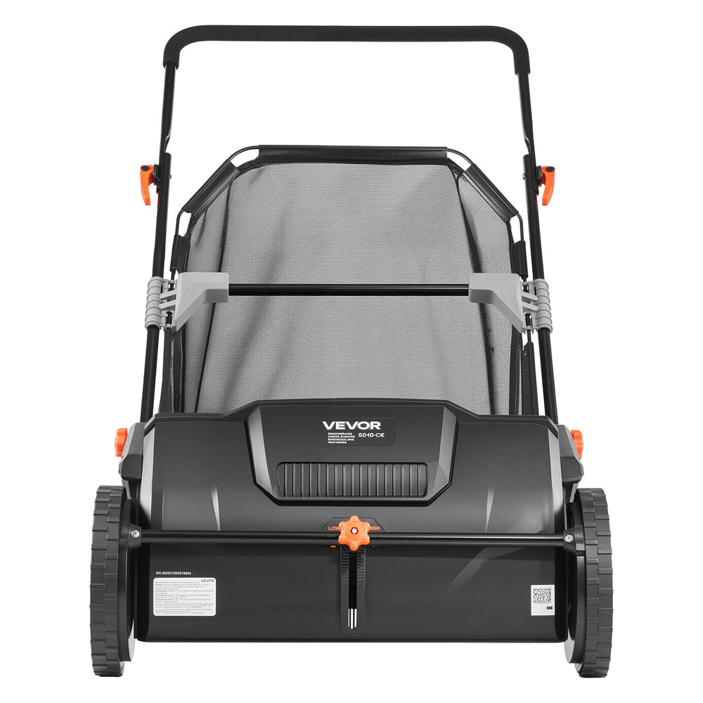 VEVOR Push Lawn Sweeper, 21inch Leaf & Grass Collector, Strong Plastic Wheels & Heavy Duty Thickened Steel Durable to Use with Large Capacity 3.5 cu. ft. Mesh Collection Hopper Bag, 2 Spinning Brushes