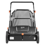 VEVOR Push Lawn Sweeper, 21inch Leaf & Grass Collector, Strong Plastic Wheels & Heavy Duty Thickened Steel Durable to Use with Large Capacity 3.5 cu. ft. Mesh Collection Hopper Bag, 2 Spinning Brushes