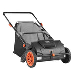 VEVOR Push Lawn Sweeper, 21inch Leaf & Grass Collector, Strong Plastic Wheels & Heavy Duty Thickened Steel Durable to Use with Large Capacity 3.5 cu. ft. Mesh Collection Hopper Bag, 2 Spinning Brushes