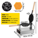 VEVOR Commercial Egg Waffle Maker 220V 1400W Stainless Steel Egg Waffle Maker Bubble Waffle Maker 30pcs Egg Waffle Maker Professional Bubble Egg Waffles Cake Machine Waffle Baker