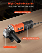 VEVOR Angle Grinder, 114.3mm Electric Grinder Power Tool, 4.5Amps 12000RPM High-Speed Corded Angle Grinders with Adjustable Dust Guard for Metal Grinding, Cutting, Rust Removal (Disc Not Included)