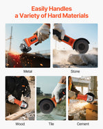 VEVOR Angle Grinder, 114.3mm Electric Grinder Power Tool, 4.5Amps 12000RPM High-Speed Corded Angle Grinders with Adjustable Dust Guard for Metal Grinding, Cutting, Rust Removal (Disc Not Included)