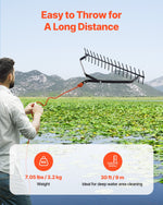 VEVOR 32 in Aquatic Weed Rake, 6.3 in Double Sided Lake Weed Rake, Lightweight  Pond Weeds Cutter with 30ft Rope, No Assembly Required, Muck Lilypad Clearing Tool for Pond, Lake, Rivulet