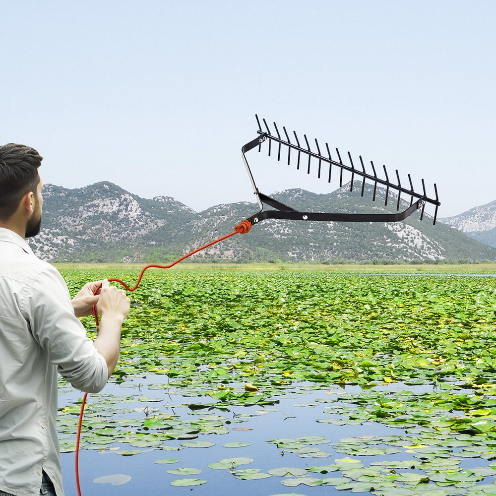 VEVOR 32 in Aquatic Weed Rake, 6.3 in Double Sided Lake Weed Rake, Lightweight  Pond Weeds Cutter with 30ft Rope, No Assembly Required, Muck Lilypad Clearing Tool for Pond, Lake, Rivulet