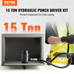 VEVOR 15 Ton Hydraulic Knockout Punch Driver Kit Hole Tool 12.7mm-101.6mm with 10 Dies