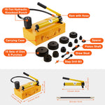 VEVOR 15 Ton Hydraulic Knockout Punch Driver Kit Hole Tool 12.7mm-101.6mm with 10 Dies