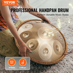 VEVOR Handpan Drum 55.9 cm 10 Notes D Minor Hand Drum Instrument with Mallet