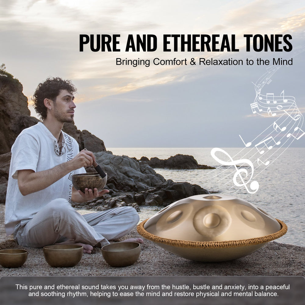 VEVOR Handpan Drum 55.9 cm 10 Notes D Minor Hand Drum Instrument with Mallet