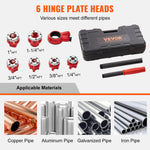 VEVOR Ratchet Pipe Threader Kit, 6.4mm NPT - 32mm NPT Manual Ratcheting Pipe Threader, Portable Pipe Threading Tool Set with 6PCS NPT Dies, Storage Case for Galvanized Aluminum Iron Copper Pipes