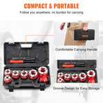 VEVOR Ratchet Pipe Threader Kit, 6.4mm NPT - 32mm NPT Manual Ratcheting Pipe Threader, Portable Pipe Threading Tool Set with 6PCS NPT Dies, Storage Case for Galvanized Aluminum Iron Copper Pipes