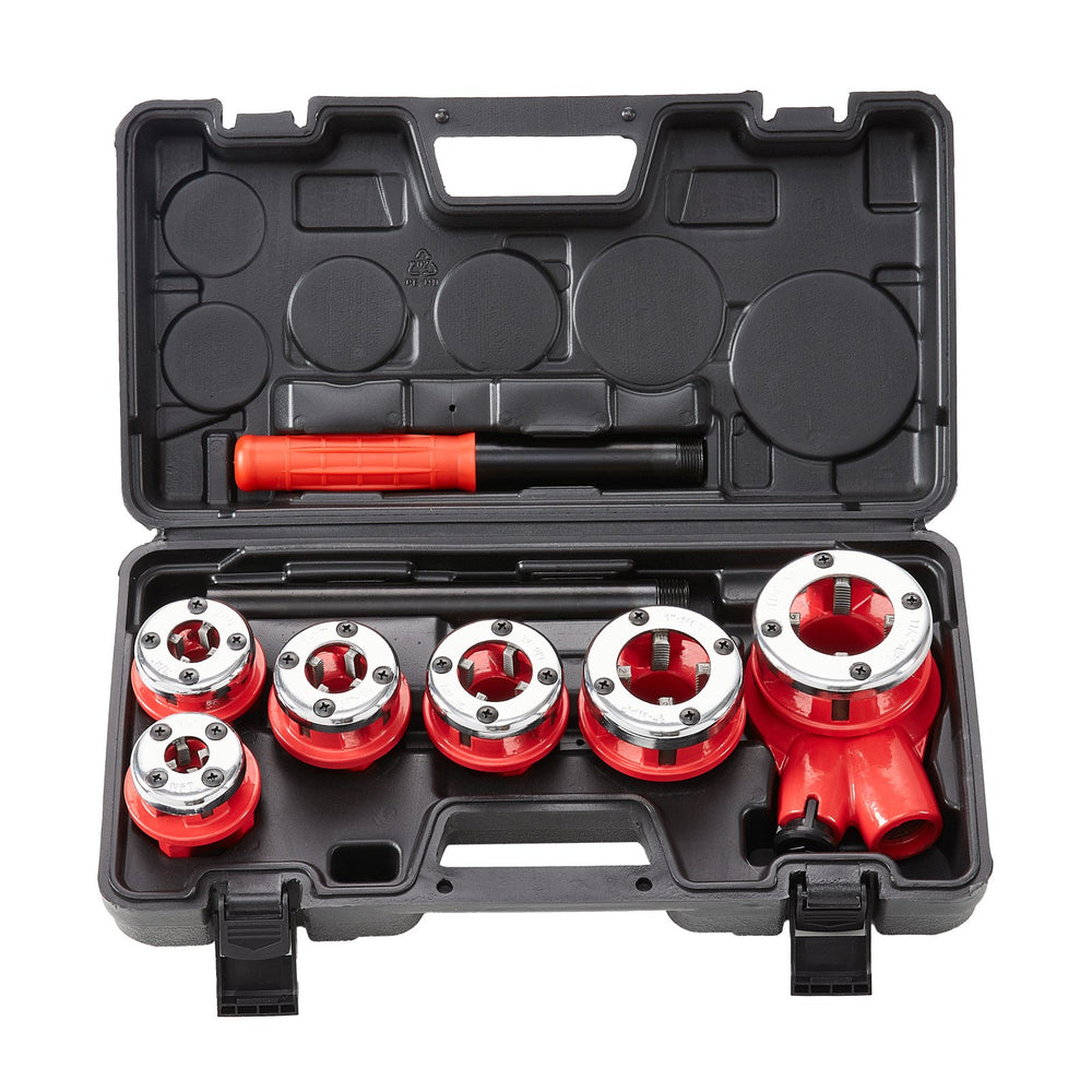 VEVOR Ratchet Pipe Threader Kit, 6.4mm NPT - 32mm NPT Manual Ratcheting Pipe Threader, Portable Pipe Threading Tool Set with 6PCS NPT Dies, Storage Case for Galvanized Aluminum Iron Copper Pipes