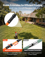 VEVOR Manual Pole Saw, 2.2-8.2 m Extendable Tree Pruner, Sharp Steel Blade and Scissors High Branches Trimming, Branch Trimmer with Lightweight 2.4 m Fiberglass Handles, for Pruning Palms and Shrubs