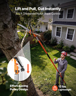 VEVOR Manual Pole Saw, 2.2-8.2 m Extendable Tree Pruner, Sharp Steel Blade and Scissors High Branches Trimming, Branch Trimmer with Lightweight 2.4 m Fiberglass Handles, for Pruning Palms and Shrubs
