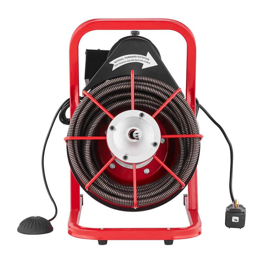 VEVOR Drain Cleaner Machine 75FT x 1/2 Inch, Sewer Snake Auger Manual Feed, 370W Electric Drain Cleaning Machine with 4 Cutters & Air-activated Foot Switch for 2" to 4" Pipes