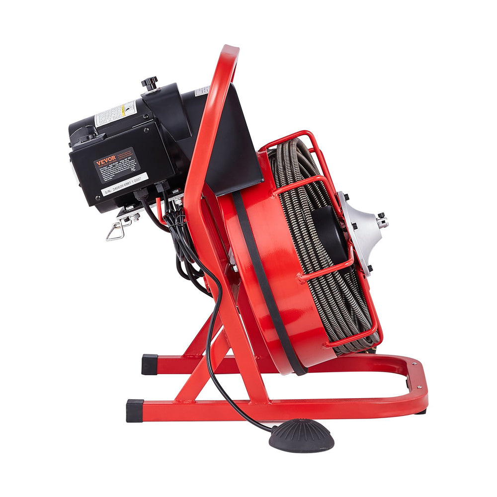 VEVOR Drain Cleaner Machine Drain Auger 2286 cm x 9.5 mm Manual Feed & 4 Cutters