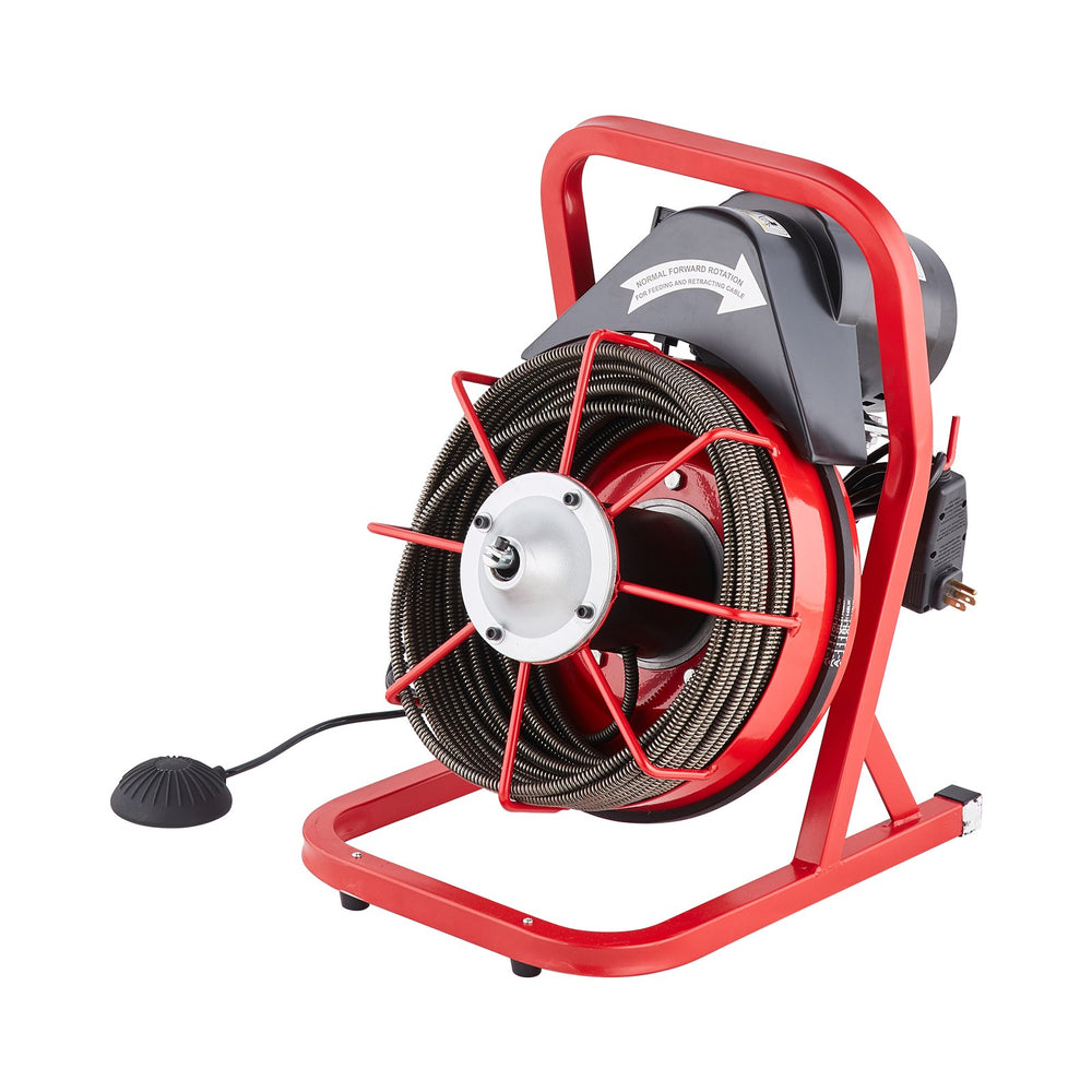 VEVOR Drain Cleaner Machine Drain Auger 2286 cm x 9.5 mm Manual Feed & 4 Cutters