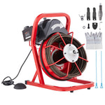 VEVOR Drain Cleaner Machine 50FT x 1/2 Inch, Sewer Snake Auger Manual Feed, 250W Electric Drain Cleaning Machine with 4 Cutters & Air-activated Foot Switch for 2" to 4" Pipes