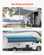 VEVOR Manual RV Awning Complete Kit, 15' Retractable Awning with Aluminum Alloy Frame, Outdoor Trailer Awning, Fit for Most RVs(Blue Fade)