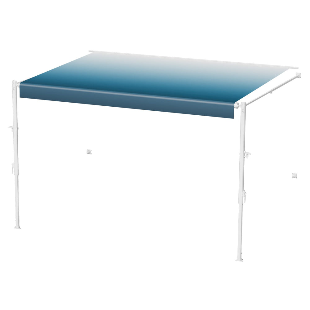 VEVOR Manual RV Awning Complete Kit, 15' Retractable Awning with Aluminum Alloy Frame, Outdoor Trailer Awning, Fit for Most RVs(Blue Fade)