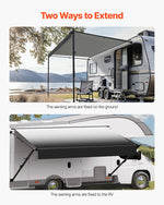 VEVOR Manual RV Awning Complete Kit, 16' Retractable Awning with Aluminum Alloy Frame, Outdoor Trailer Awning, Fit for Most RVs(Black Fade)