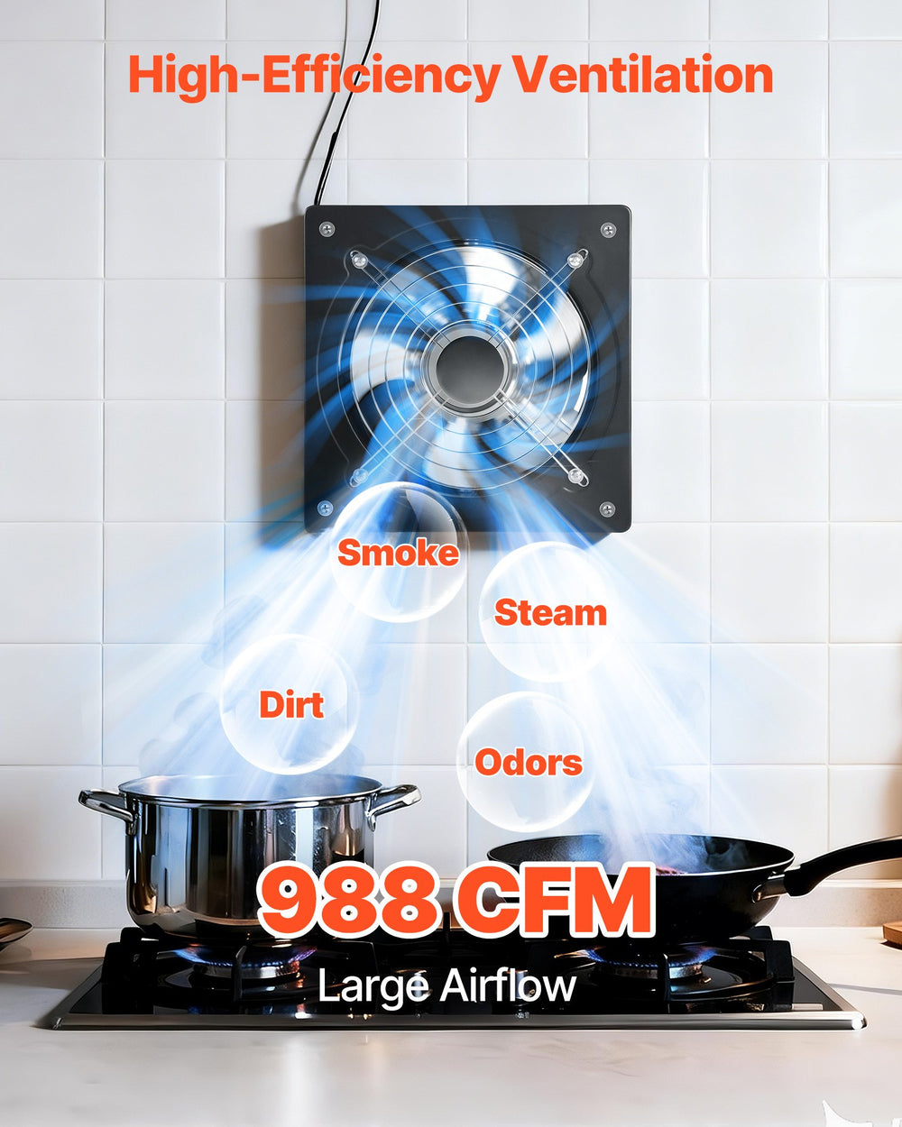 VEVOR 25.4 cm Exhaust Fan, 988 CFM High Velocity Wall Mount Vent Fan with Speed Control