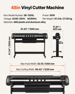 VEVOR Vinyl Cutter Machine, 1350 mm Max Feed Width, Dual Blades, Adjustable Force and Speed, LED Display, Vinyl Plotter Cutter Printer with Signmaster Software for Compatible with Windows and macOS
