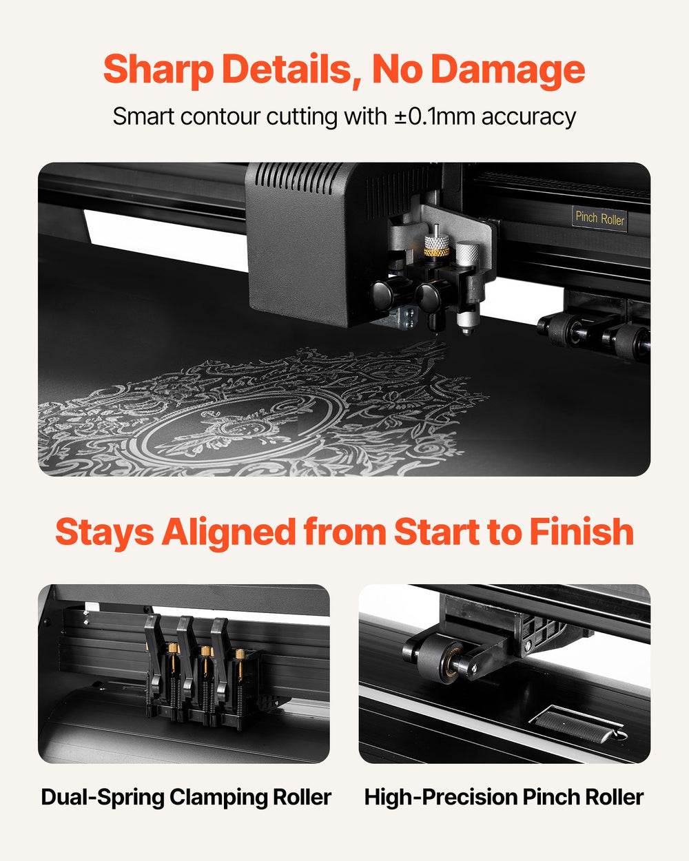 VEVOR Vinyl Cutter Machine, 720 mm Max Feed Width, Dual Blades, Adjustable Force and Speed, LED Display, Vinyl Plotter Cutter Printer Bundle with Sticker Sheets, Transfer Film, Signmaster Software