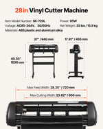VEVOR Vinyl Cutter Machine, 720 mm Max Feed Width, Dual Blades, Adjustable Force and Speed, LED Display, Vinyl Plotter Cutter Printer with Signmaster Software for Compatible with Windows and macOS