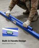VEVOR Concrete Screed 1200 mm Manual Screed Board Aluminum Alloy Blue, Built-in Bubble Level, Powder-coated Finish, Lightweight Paver Leveling Tool for Patio, Sidewalk, Garage Floor Finishing