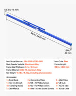 VEVOR Concrete Screed 2430 mm Manual Screed Board Aluminum Alloy Blue, Built-in Bubble Level, Powder-coated Finish, Lightweight Paver Leveling Tool for Patio, Sidewalk, Garage Floor Finishing