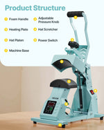 VEVOR Hat Heat Press Machine, with 4pcs Interchangeable Platens, Precise Temperature and Time Control, Hat Press for HTV Iron On and Sublimation Projects, for Caps, Headbands, Cuffs, Face Masks, Green