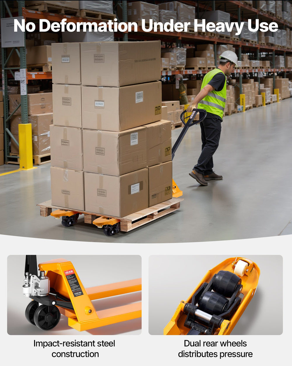 VEVOR Pallet Jack, 2.5T Load Capacity, Manual Pallet Truck with 122L x 68.6W cm Forks for Material Handling, 85-180 mm Fork Lift Height Range, Suitable for Warehouse, Supermarket, Manufacturing