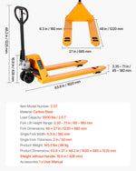 VEVOR Pallet Jack, 2.5T Load Capacity, Manual Pallet Truck with 122L x 68.6W cm Forks for Material Handling, 85-180 mm Fork Lift Height Range, Suitable for Warehouse, Supermarket, Manufacturing