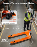 VEVOR Pallet Jack, 3T Load Capacity, Manual Pallet Truck with 122L x 68.6W cm Forks for Material Handling, 85-180 mm Fork Lift Height Range, Suitable for Warehouse, Supermarket, Manufacturing