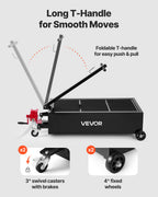 VEVOR Low Profile Oil Drain Pan, 94.6 L Capacity, Rolling Oil Drain Pan with Manual Pump, 2.2 m Hose & T Folding Handle, Leak-proof & Corrosion-resistant, Fit for Cars, SUVs, Trucks, ATVs, Black