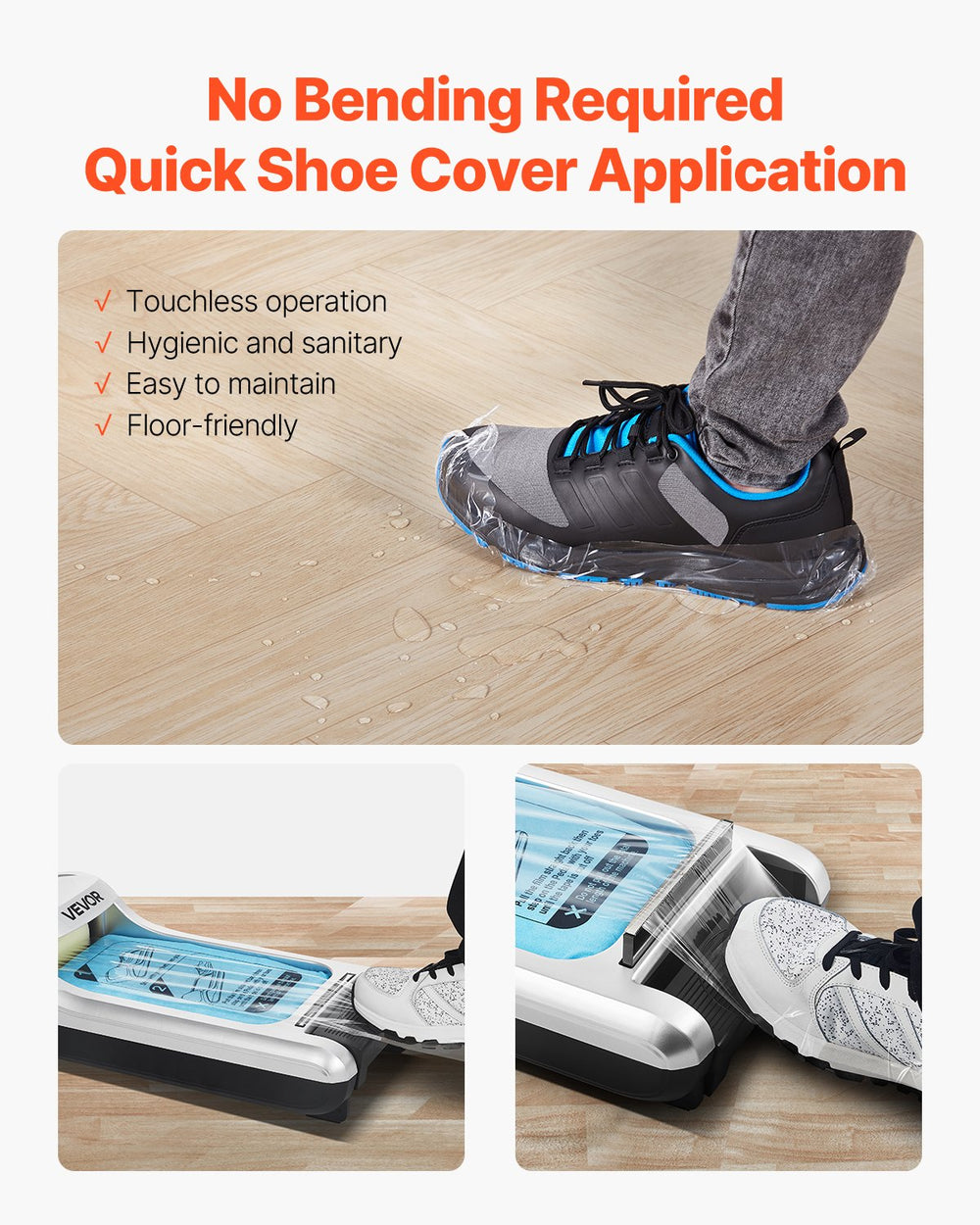 VEVOR Shoe Cover Machine Automatic Shoe Cover Dispenser Fits Up to US 11 / EU 44