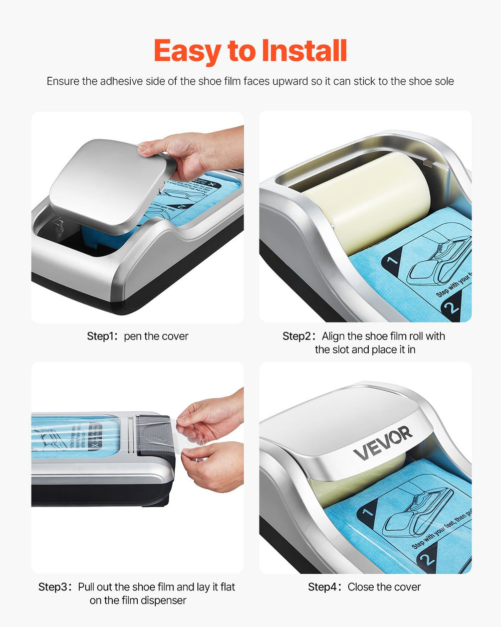 VEVOR Shoe Cover Machine Automatic Shoe Cover Dispenser Fits Up to US 11 / EU 44