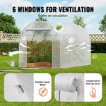 VEVOR Walk-in Tunnel Greenhouse 2.9x2x1.9 m Galvanized Frame PE Cover White