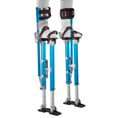 VEVOR Drywall Stilts, 615-1023 mm Adjustable Aluminum Painter Stilts, 103 kg Load Capacity, Non-Slip Rubber Feet, Dual Spring Shock Absorption, Comfortable Leg Straps for Painting, Decoration,Blue