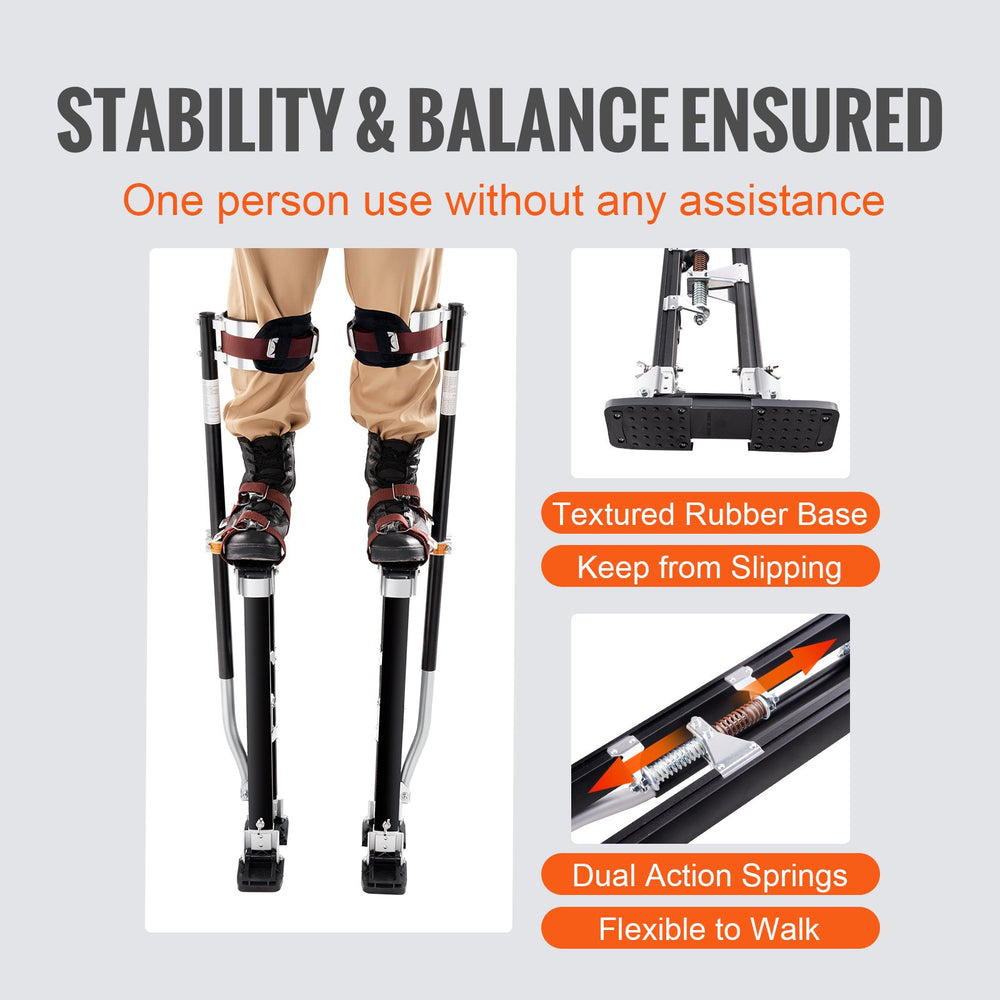 VEVOR Drywall Stilts Aluminum Tool Stilts 61 cm-102 cm Adjustable Painting Black